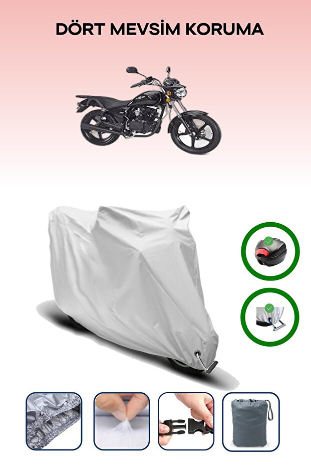 Gray Rear Bag and Lock Compatible Kanuni Terry Compatible Motorcycle Cover