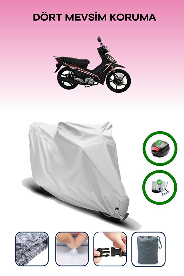 Gray Rear Bag and Lock Compatible Kuba Reiz 100 Compatible Motorcycle Cover
