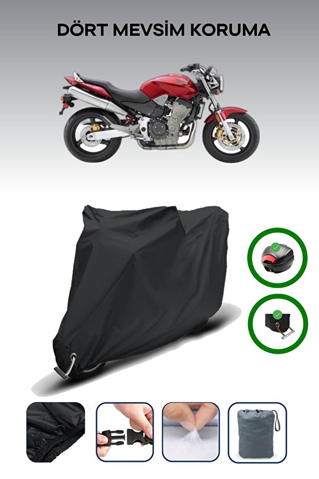 Black Tail Bag and Lock Compatible Honda Cb 900 Hornet Compatible Motorcycle Tarpaulin