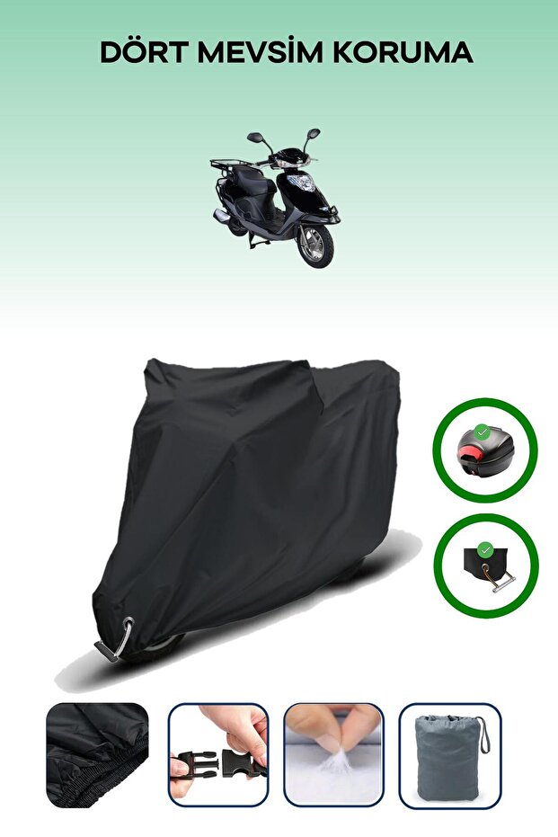 Black Rear Bag and Lock Compatible Altai Carrier 125 Compatible Motor Tarpaulin