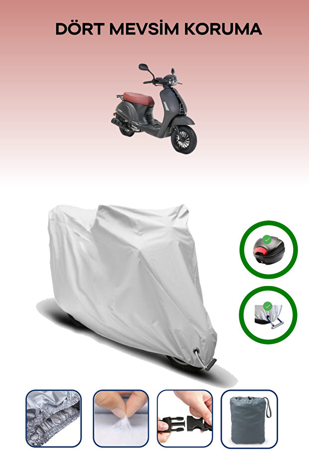 Gray Rear Bag and Lock Compatible Kuba V.Alentino 50 Compatible Motorcycle Cover