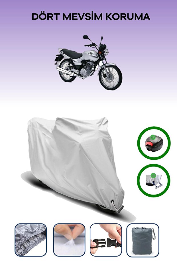 Gray Rear Bag and Lock Compatible Honda Cg 125 Compatible Motorcycle Tarpaulin