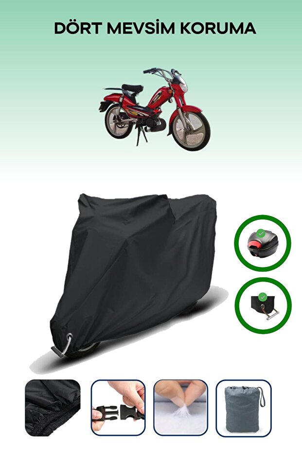 Black Rear Bag and Lock Compatible Yamaha Zoom Compatible Motor Tarpaulin