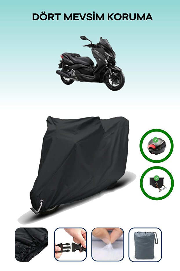 Black Rear Bag and Lock Compatible Yamaha X-Max 250 Momodesign Compatible Motorcycle Tarpaulin