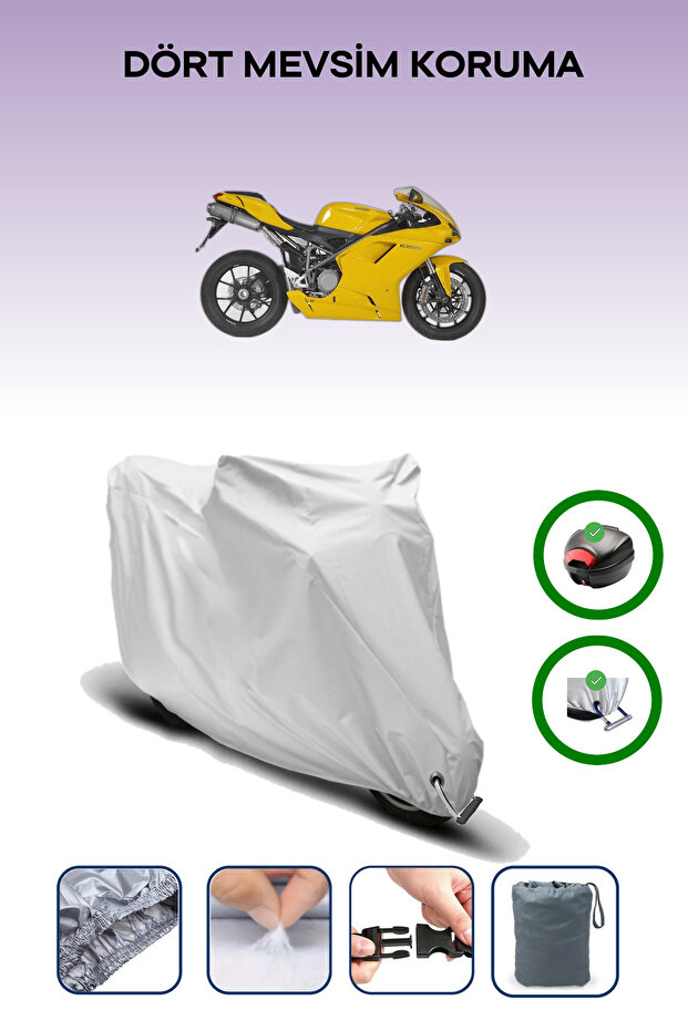 Gray Tail Bag and Lock Compatible Ducati 1098 Compatible Motorcycle Tarpaulin