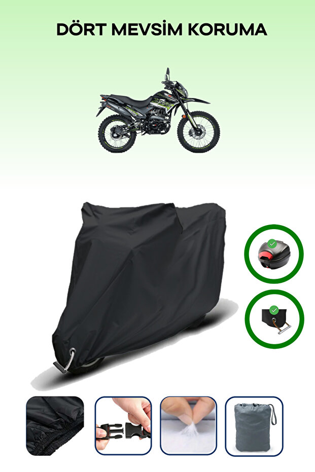 Black Rear Bag and Lock Compatible Rks Xvr250 Compatible Motorcycle Tarpaulin