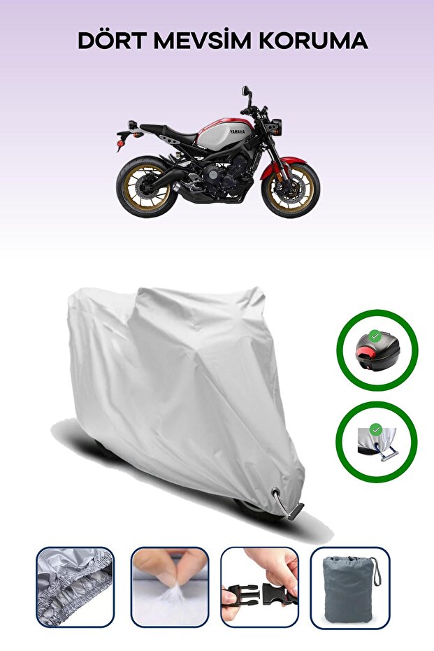 Gray Rear Bag and Lock Compatible Yamaha Xsr 125 Compatible Motorcycle Tarpaulin
