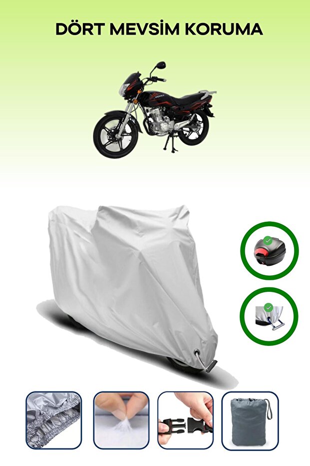 Gray Tail Bag and Lock Compatible Mondial 125 Mx Grumble Compatible Motor Tarpaulin