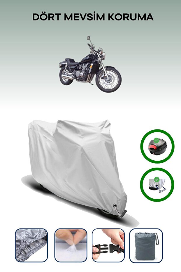 Gray Tail Bag and Lock Compatible Kawasaki Zl 600 Compatible Motor Tarpaulin