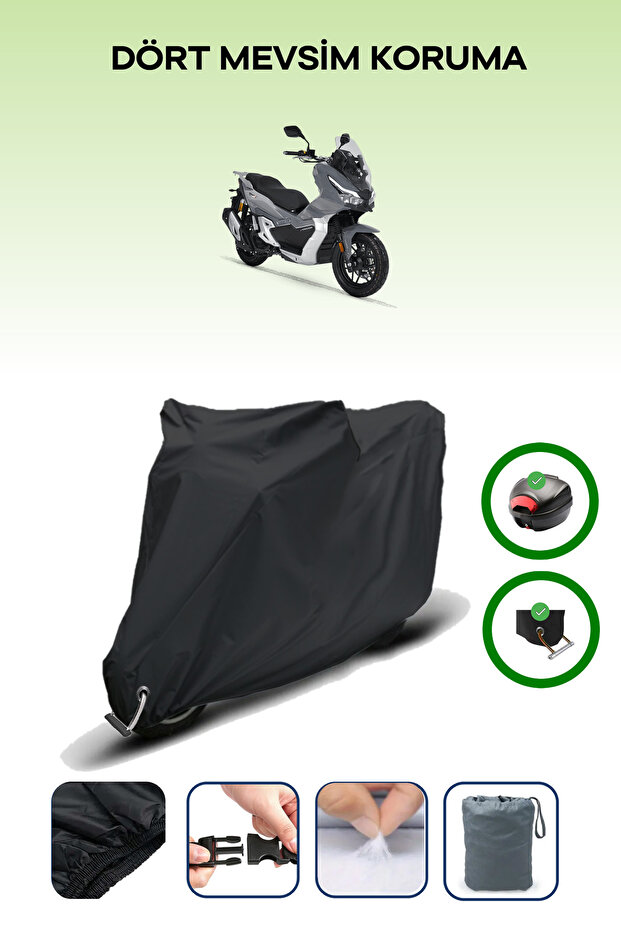 Black Rear Bag and Lock Compatible Rks Freccia 125 Compatible Motorcycle Tarpaulin