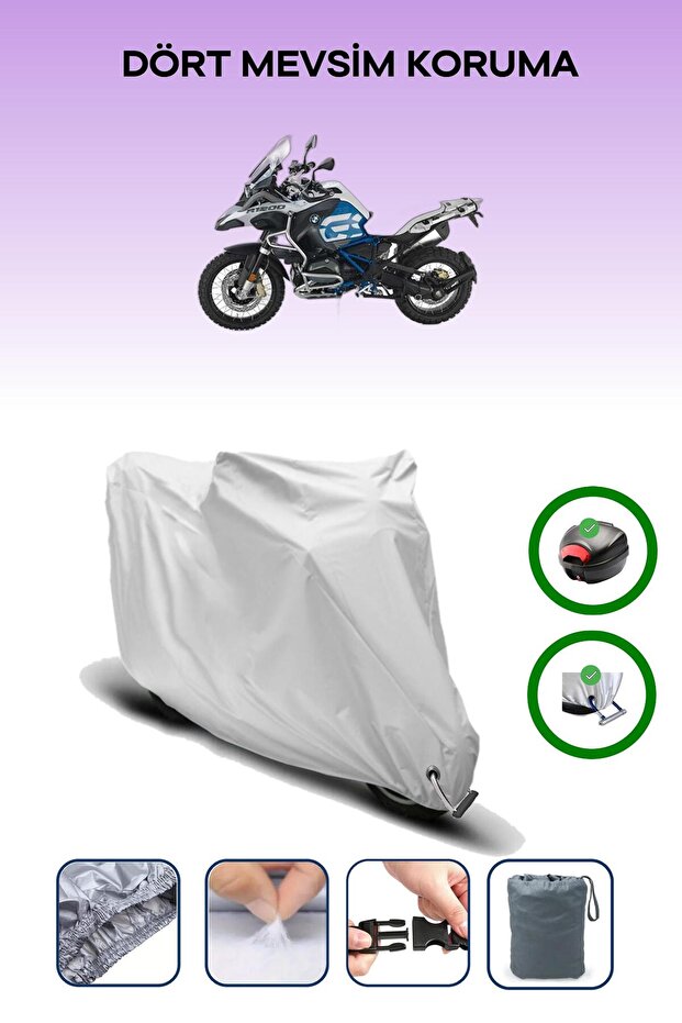 Gray Tail Bag and Lock Compatible Bmw R 1200 Gs Compatible Motorcycle Tarpaulin