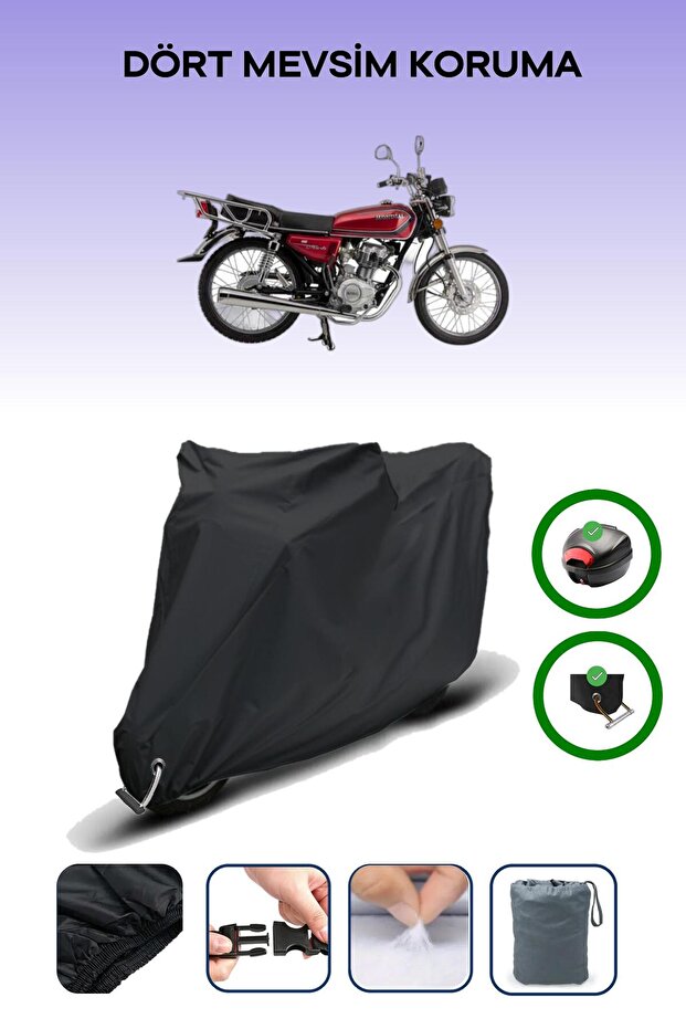 Black Rear Bag and Lock Compatible Mondial 100 Masti Compatible Motorcycle Tarpaulin