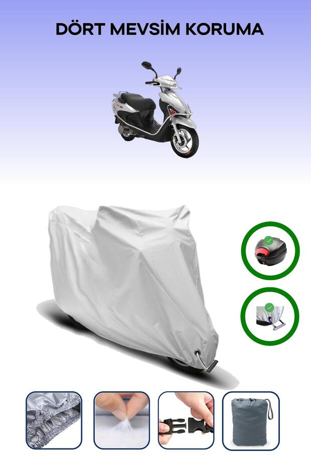 Gray Rear Bag and Lock Compatible Rks Rs 100 Compatible Motorcycle Tarpaulin