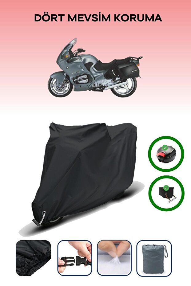 Black Tail Bag and Lock Compatible Bmw R 1100 Rt Compatible Motorcycle Tarpaulin