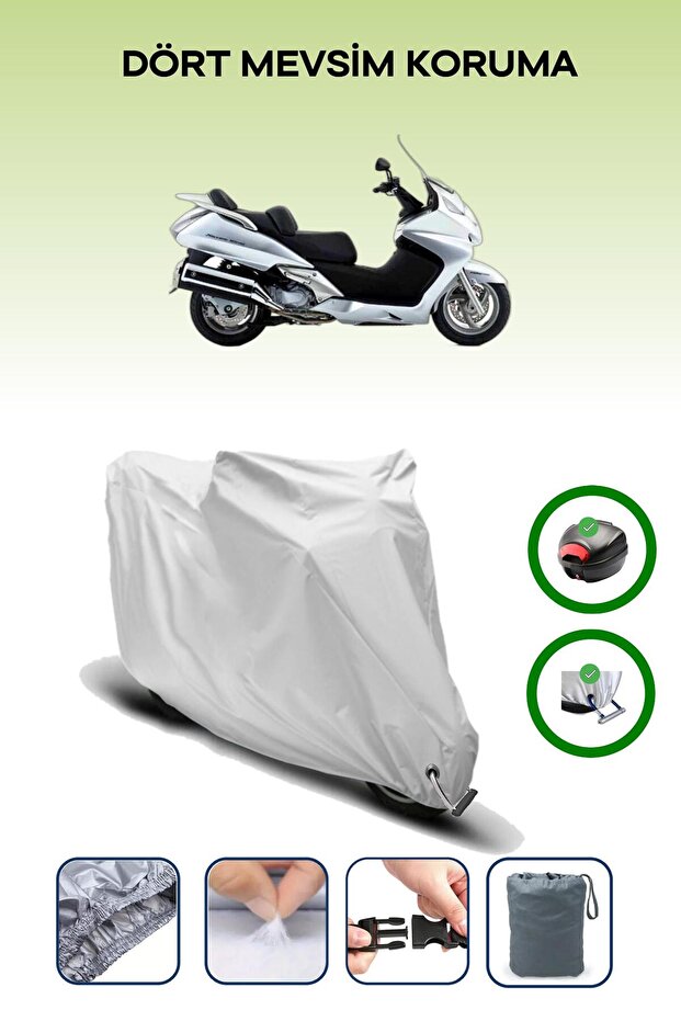 Gray Tail Bag and Lock Compatible Honda Fjs 600 Silverwing Abs Compatible Motorcycle Tarpaulin