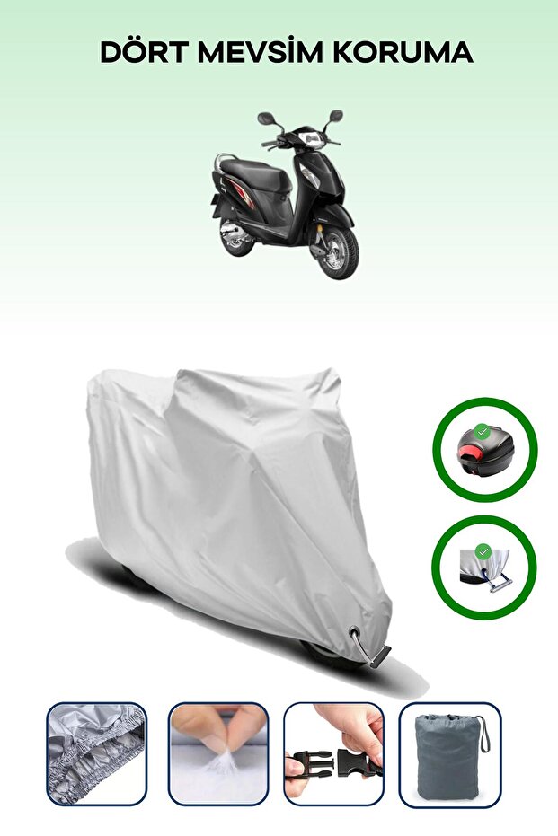 Gray Rear Bag and Lock Compatible Honda Activa 110 Compatible Motorcycle Tarpaulin