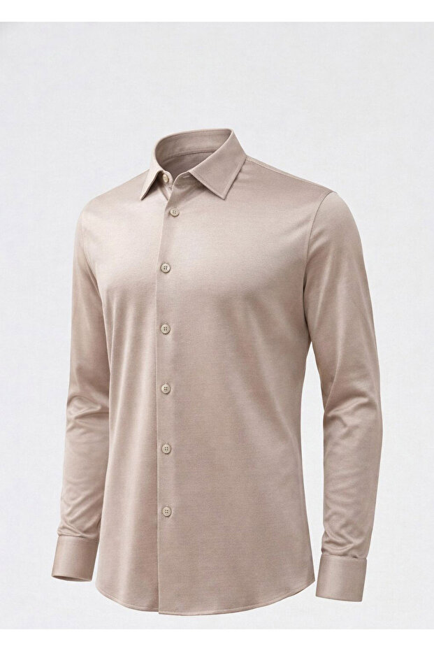 Bej Renk Örme Gömlek - 5