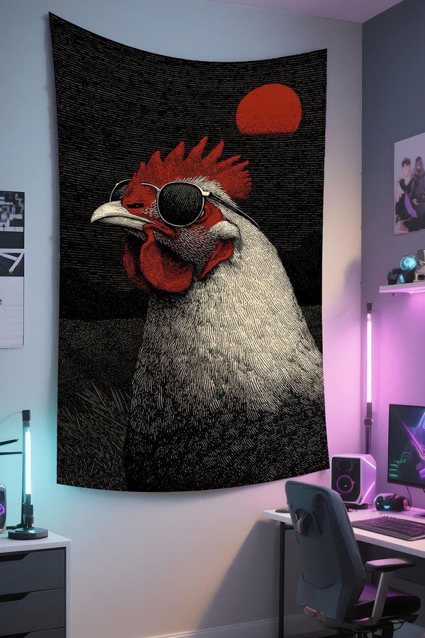 Gamer Wall Cloth, Playstation Xbox – Animal Themed, High-Quality Fabric, Tapestry Wall Carpet