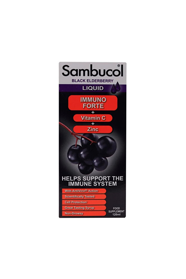 Black Elderberry Immuno forte with Vitamin C and Zinc Syrup, 120 Ml
