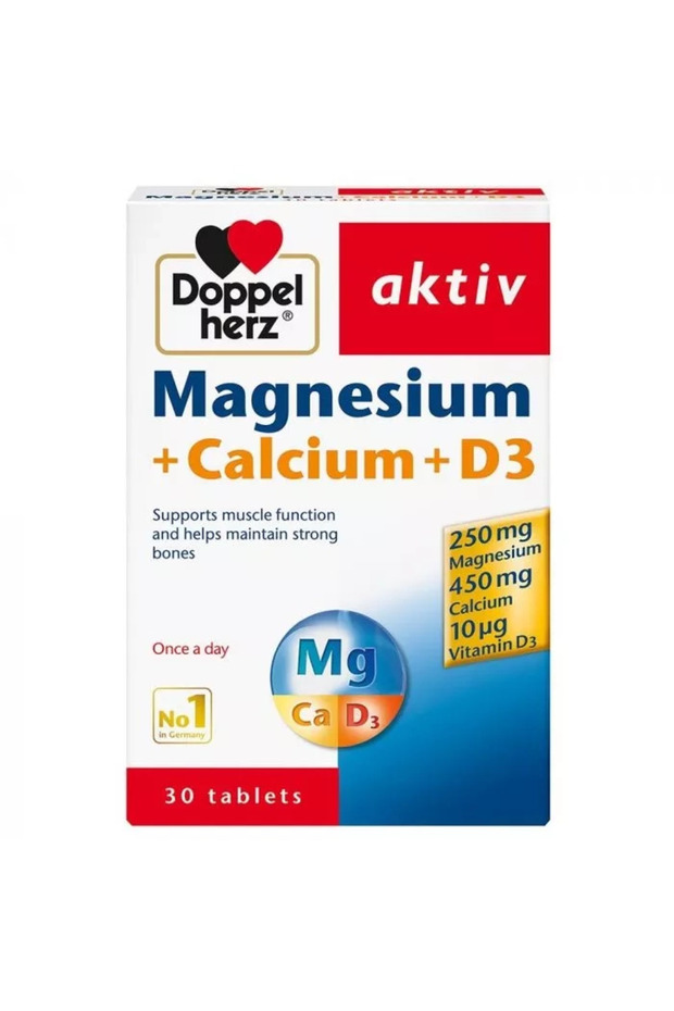 Aktiv Magnesium + Calcium + Vitamin D3 Tablets for Muscle & bone Support, Pack of 30'S