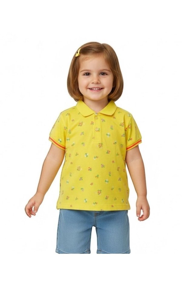 Girls' Patterned Cotton Short Sleeve T-Shirt