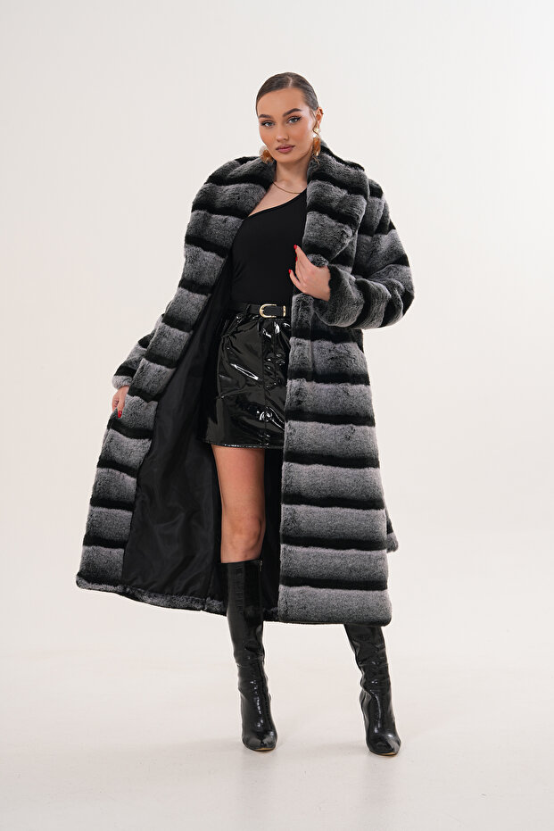 Full Length Patterned Coat - 4