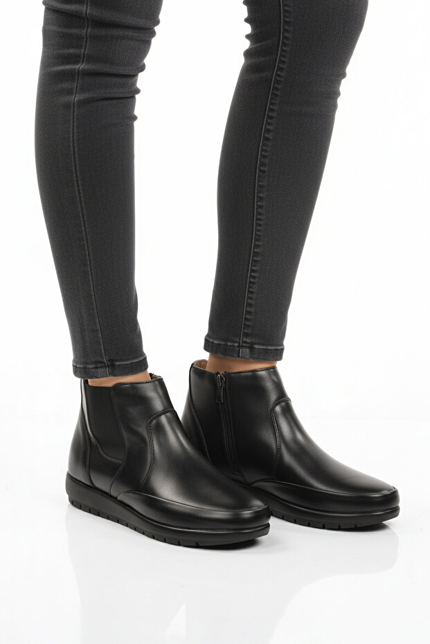 Black Gel Sole Anatomical Zippered Women's Boots 303 Bot Z
