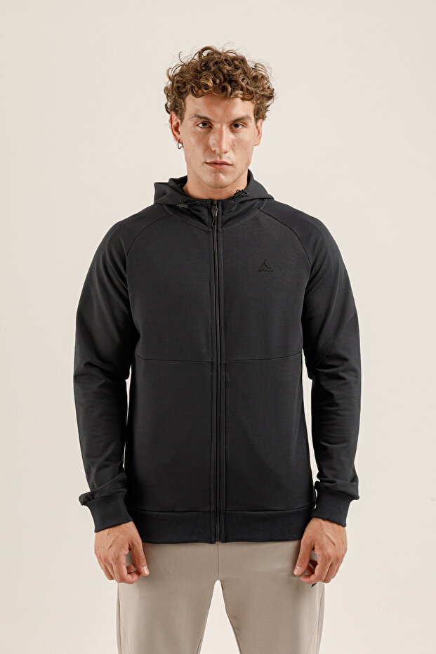 Saturn Ur7 Pro I Full Length Zippered Men's Hooded Sweatshirt Navy Blue