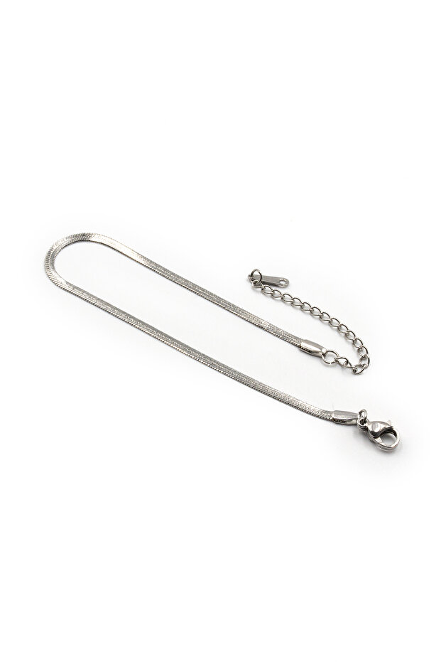 Italian Model Men's Steel Bracelet – Silver Color 2 mm Thin Chain Design