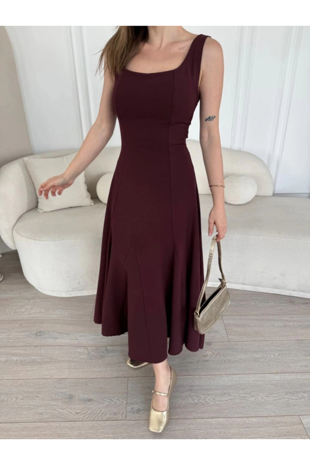 Backless Sleeveless Long Dress - Plum - 2