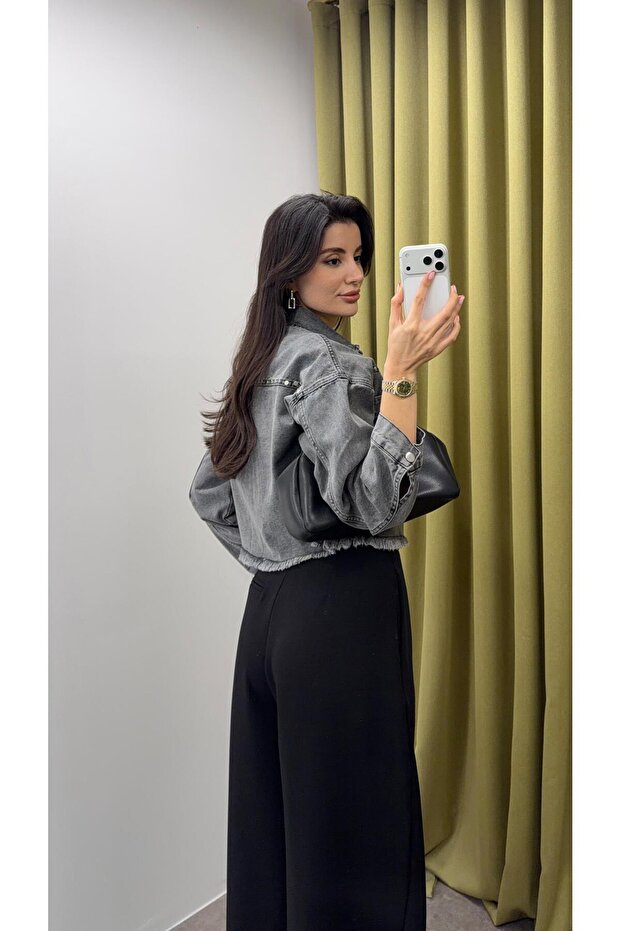 سترة قصيرة من أنثراسايت مع تطريز - 2