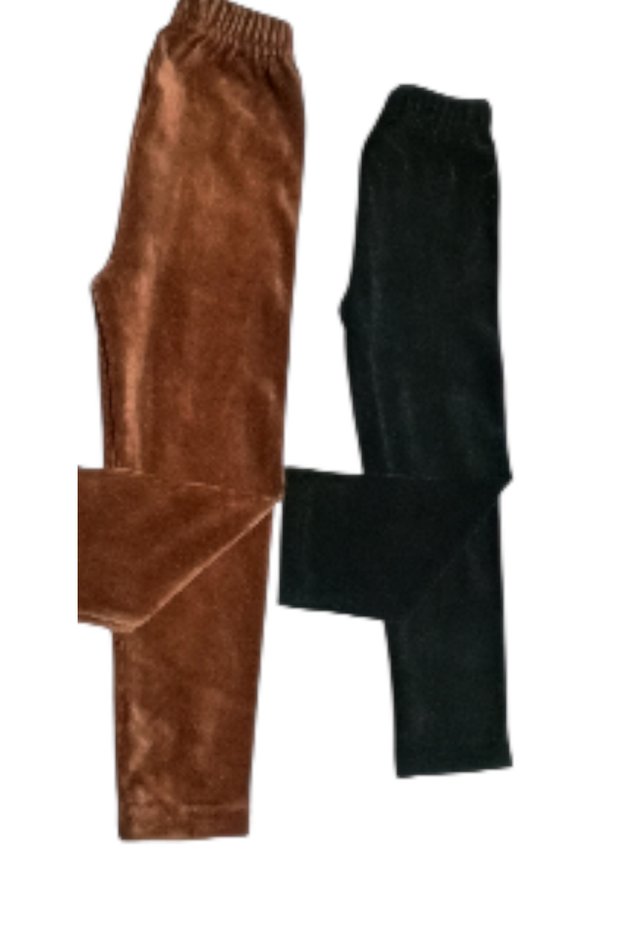 Girl's Winter Corded Fabric Velvet Tights Set of 2 Full Stretch Fabric (2-12) Age Group