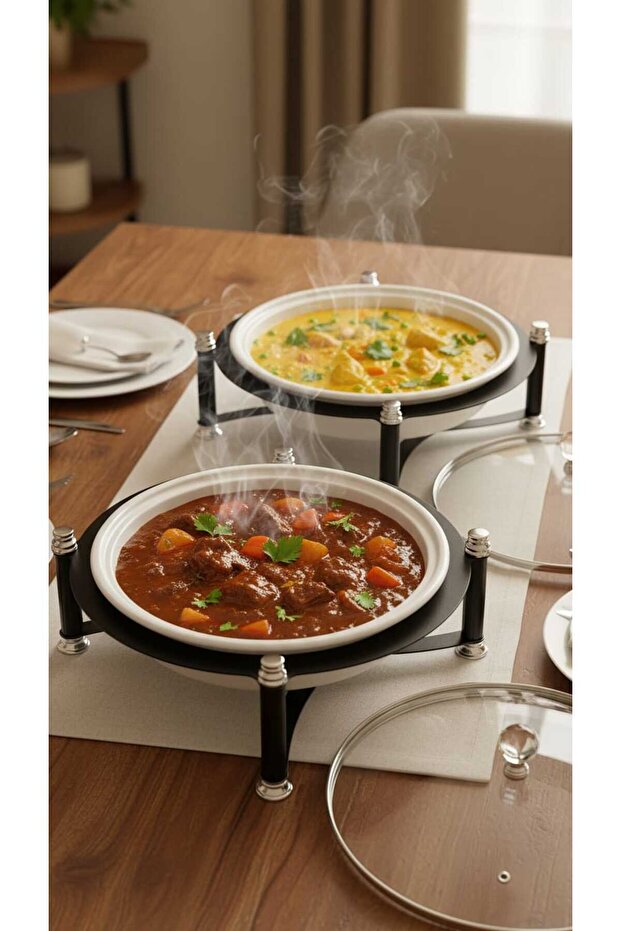 سخان بوفية صحن تقديم الطعام مدور 10 سم - 2