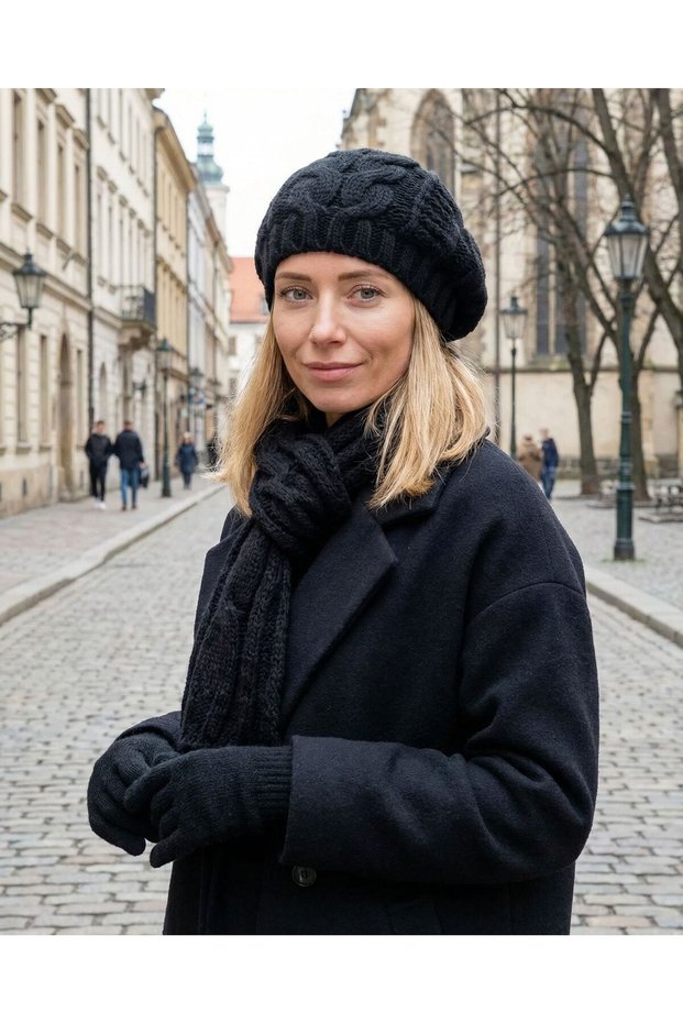 City Women's Scarf Beanie Gloves Set