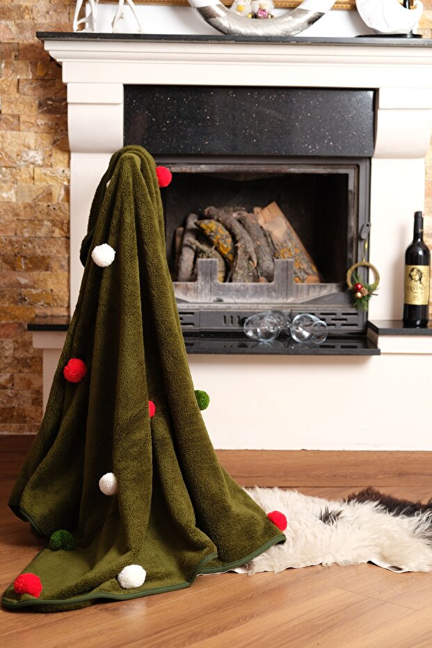 New Year Special Series Wellsoft Tv Blanket with Pompoms | New Year Blanket