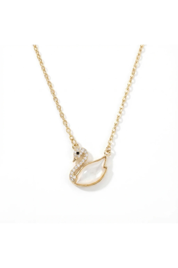 Brass Gold Color Swan Model Women's Necklace Non-Tarnish and Durable Jewelry