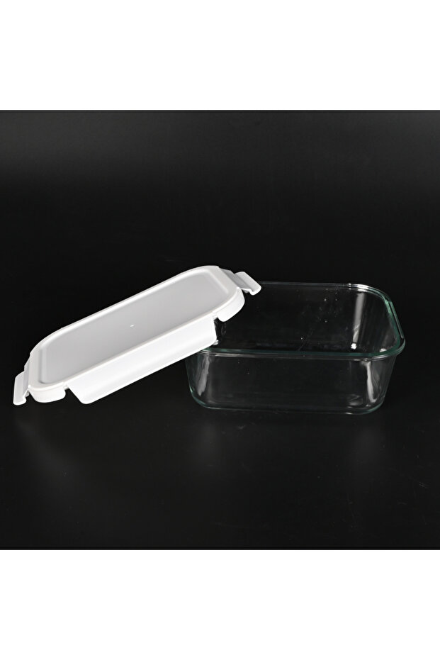 صينية فرن زجاجية مستطيلة الشكل مع غطاء بلاستيكي - 4