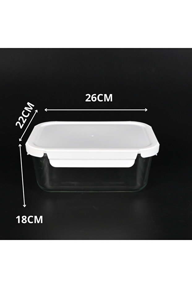صينية فرن زجاجية مستطيلة الشكل مع غطاء بلاستيكي - 6