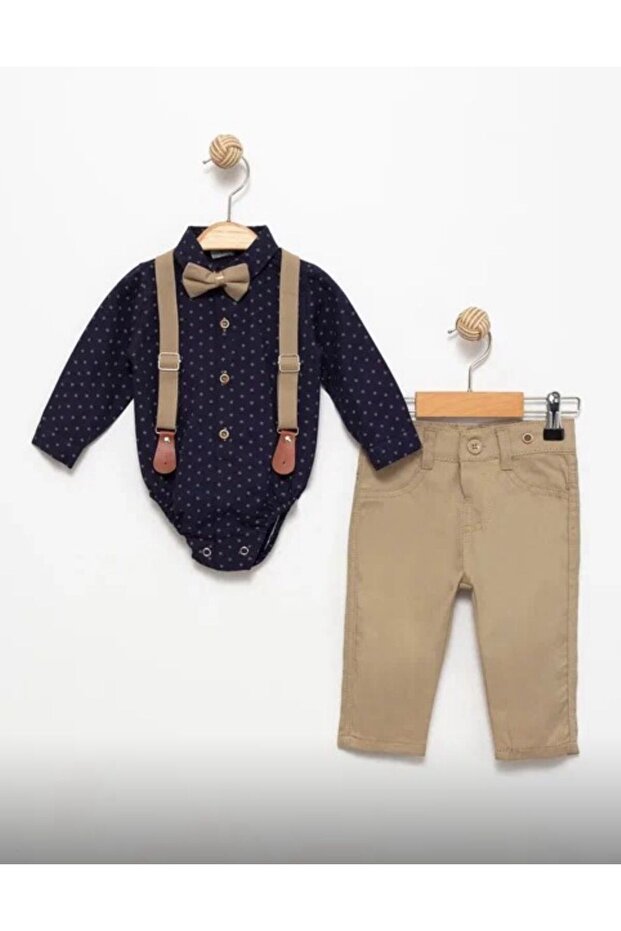 Polka Dot Bodysuit with Shirt Special Occasions Adjustable Linen Pants 4-Piece Set