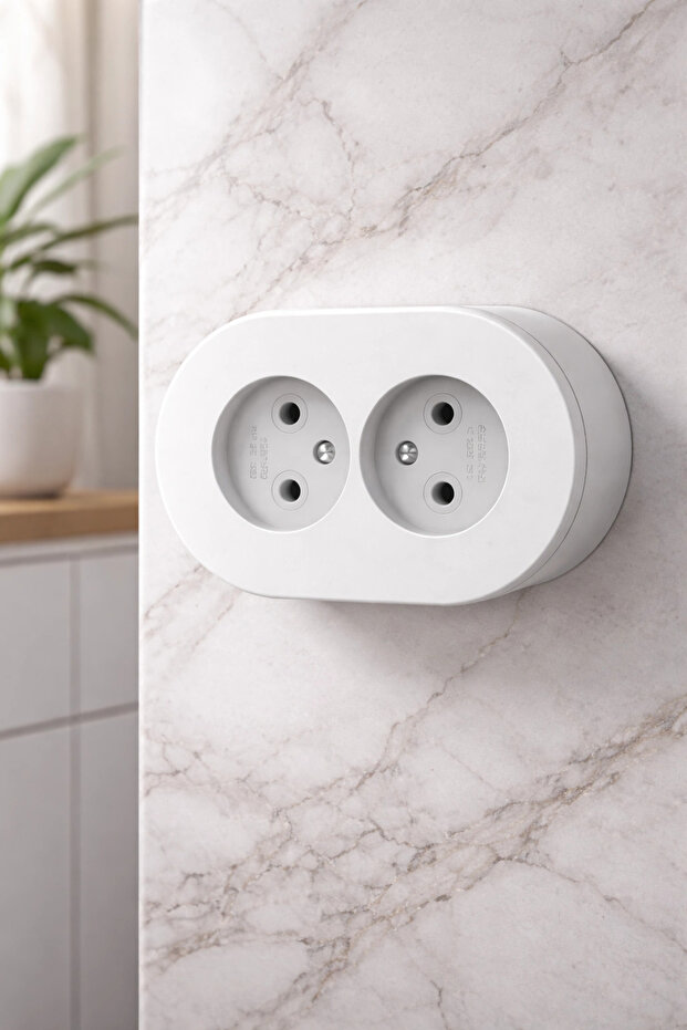 Grounded Surface Mounted Socket Double – Safe, Durable and Modern Wall Socket - 1