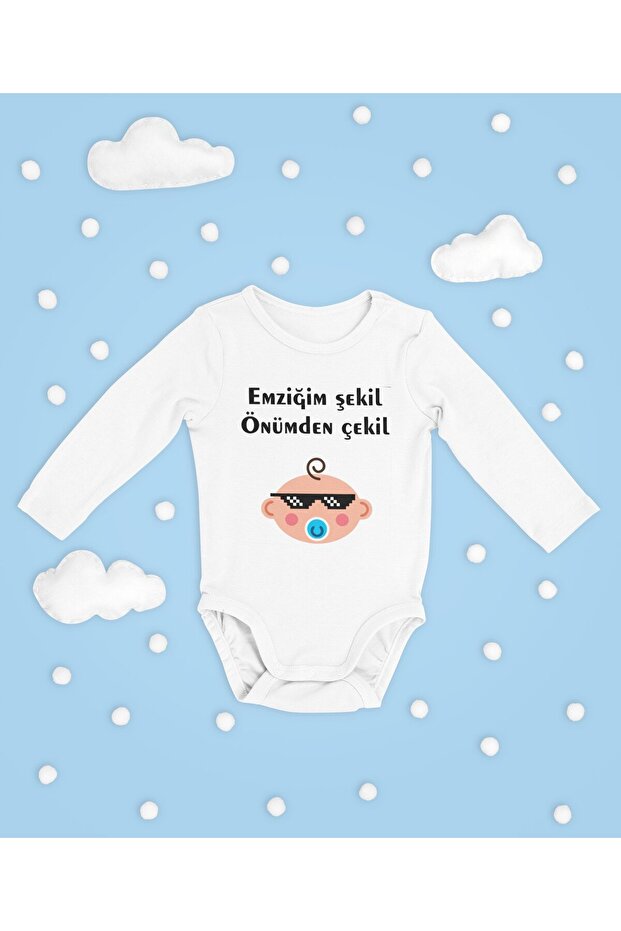 My Pacifier Is Shaped Like a Figure! Written Cotton Soft Unisex Snap Fastener Long Sleeve Bodysuit