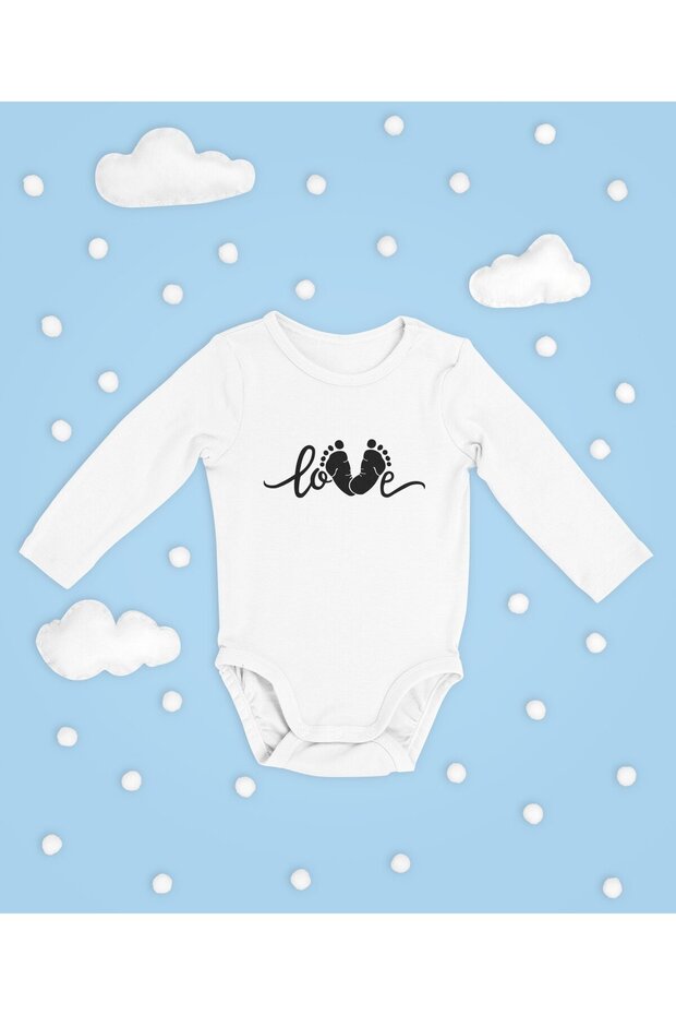 Love! Written Cotton Soft Unisex Snap Fastener Long Sleeve Bodysuit