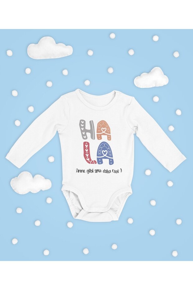 Hala! Written Cotton Soft Unisex Snap Fastener Long Sleeve Bodysuit