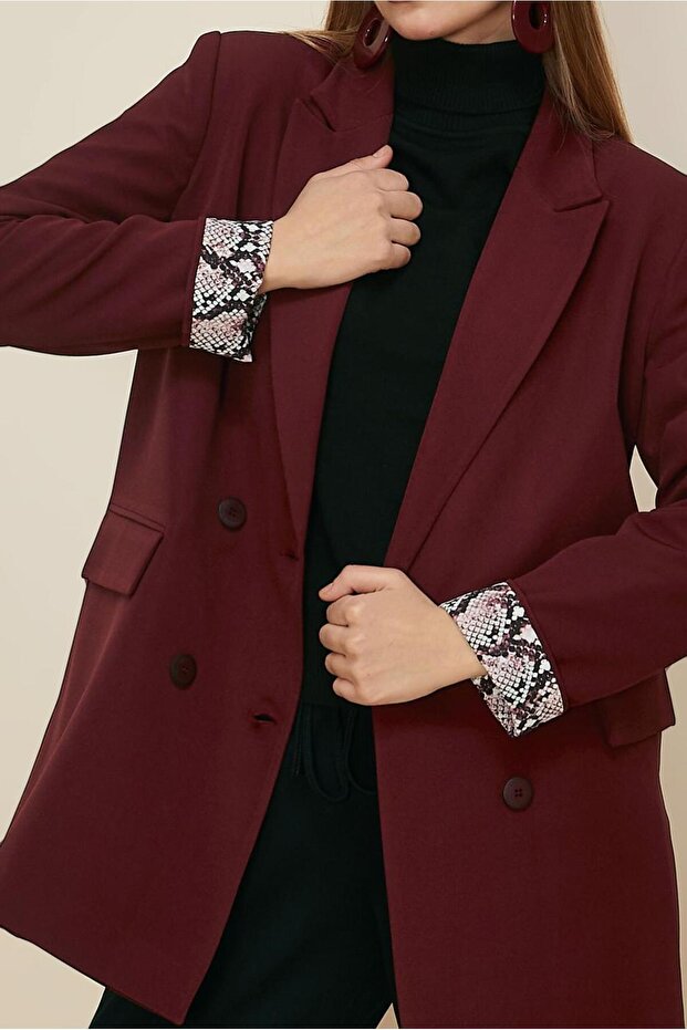 سترة بليزر منقوشة بأكمام 46191 - 3