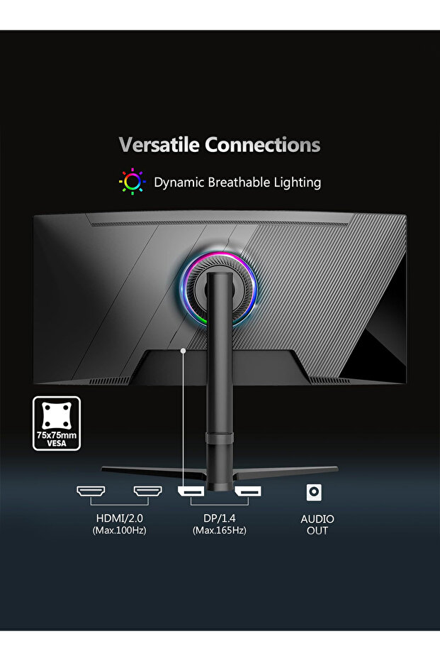 34" Curved WQHD 3440×1440 Gaming Monitor 165Hz, 1ms, 1500R - 3