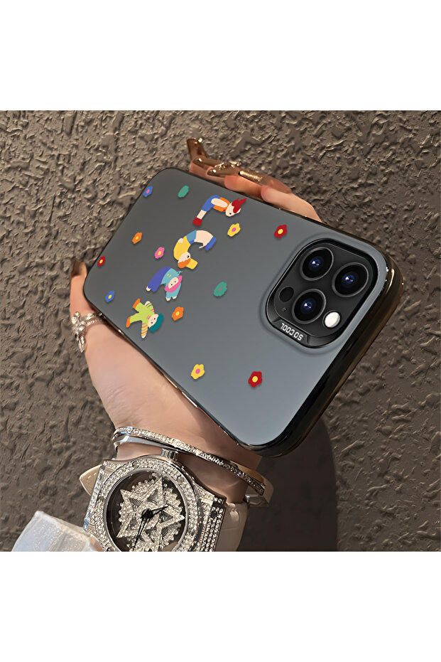 iPhone 16 Pro Compatible Silicone Edge Hard Back Anti-Fall Case Fun Pattern - 2