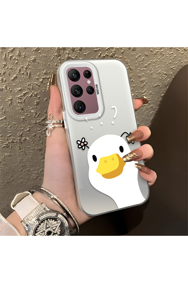 Samsung Galaxy S22 Ultra Compatible Silicone Edge Hard Back Anti-Fall Case Sweet Duck