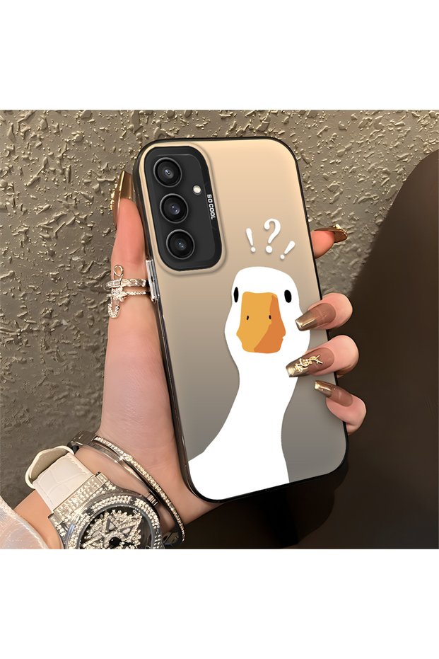 Samsung Galaxy S23 Fe Compatible Silicone Edge Hard Back Anti-Fall Case Sweet Duck