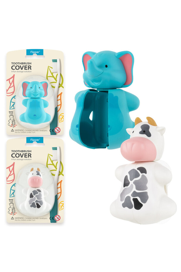 Fun Animal Elephant & Cow pack of 2 Toothbrush Cover