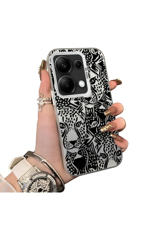 Xiaomi Redmi Note 13 Pro 4g Compatible Silicone Edge Hard Back Anti-Fall Case Cheetah Figure